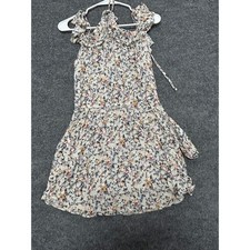 American Eagle Dress Womens Size S Cream Floral Viscose Ruffle Halter Mini Boho
