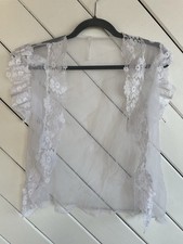 Vintage Avon Fashions Sheer Robe Lingerie Coverup Lace Trim Sz S White Negligee