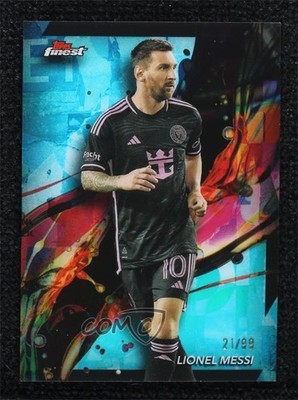 2024 Topps Finest MLS Common Aqua Refractor 21/99 Lionel Messi #10 3o8