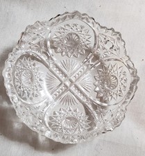 Cut Glass Crystal Bowl 4.5" Dia American Brillant Period (ABP) Sawtooth Clear