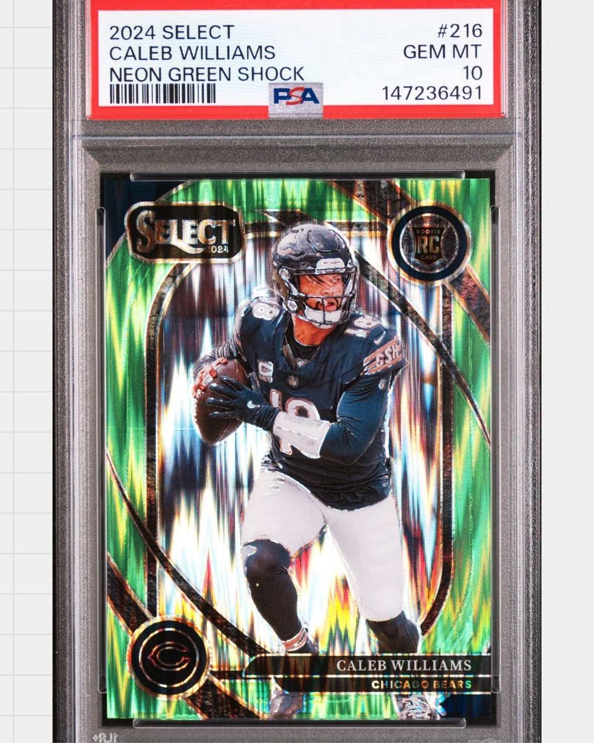 2024 Caleb Williams Select Neon Green Shock  /499 #216 PSA 10🔥