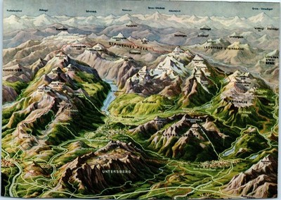 Vintage Postcard Berchtesgaden Relief Map Bavaria Germany