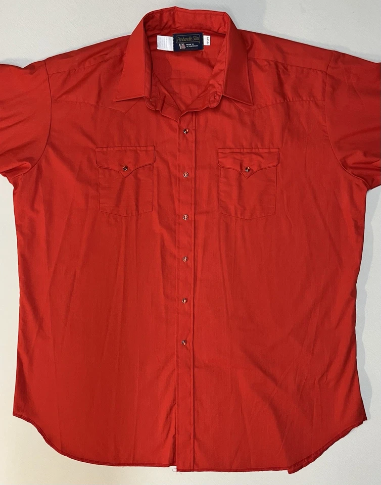 Vintage Panhandle Slim Western Shirt Sz 19-34 2XL Big & Tall Red Pearl Snaps EUC - Image 2 of 4