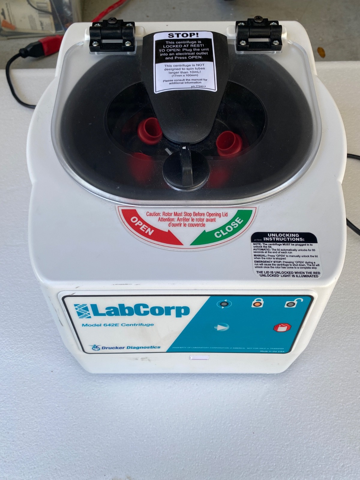 Drucker Diagnostics Model 642E Centrifuge Lab Corp Tested Works | eBay