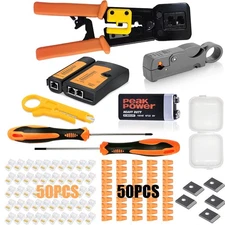 RJ45 Crimp Tool Kit Pass through Ethernet Crimper kit for Cat5 Cat5e Cat6,RJ4...