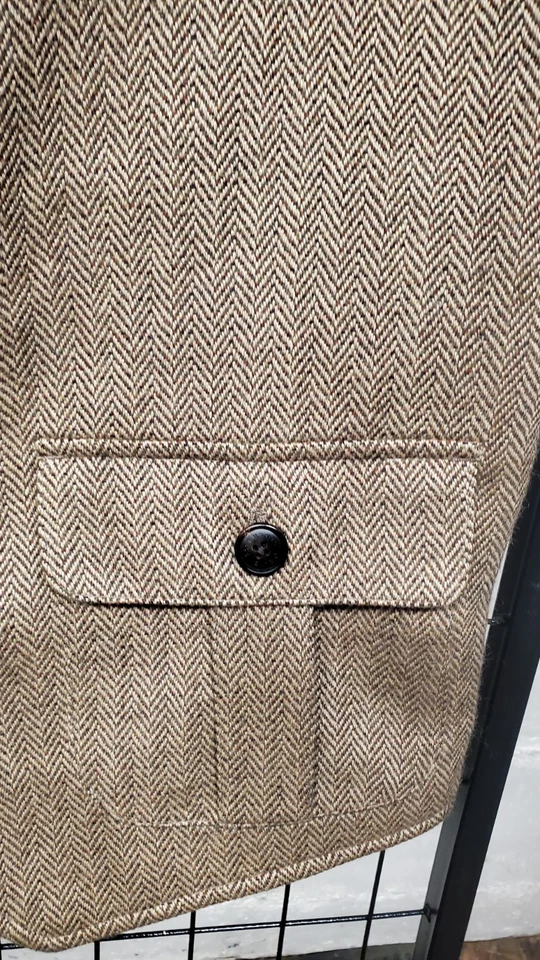 NEW ORVIS 100% Wool Herringbone Tweed Vest Button Belted Western Waistcoat XL - Image 4 of 4