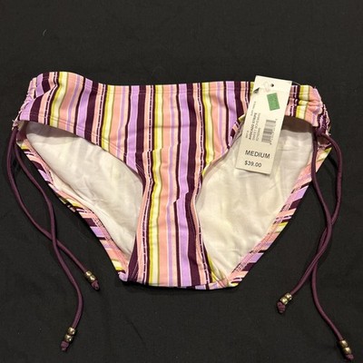 Bisou Bisou Bikini Bottom Womens Size M Striped Swimsuit NWT A48