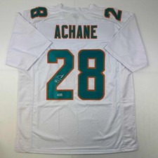 Autographed/Signed De’Von DeVon Achane Miami White Jersey Beckett BAS COA