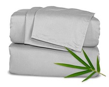 Sheets, Genuine 100 Organic Viscose Derived from Bamboo Queen Silver Pearl
