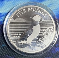 2019 Alderney 1 oz .999 Fine Silver Coin Puffin Bird BU 109.64 per troy oz