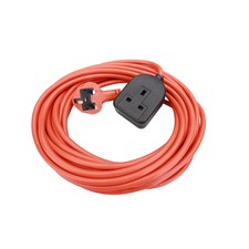 Heavy Duty Extension Lead Orange Single Socket 1 Way Home Garden Cable 10 Metre