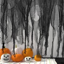 400" x 85" Halloween Creepy Cloth - Large Size Spooky 400 x 85 inch, Black
