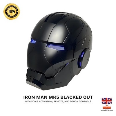 IRON MAN MK5 BLACK HELMET 2026 | AUTOKING | JARVIS SPRACHAKTIVIERT | UK STOCK  