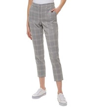 Tommy Hilfiger Women's Windowpane Elastic-Back Ankle Pants Gray Size 4 MSRP 99