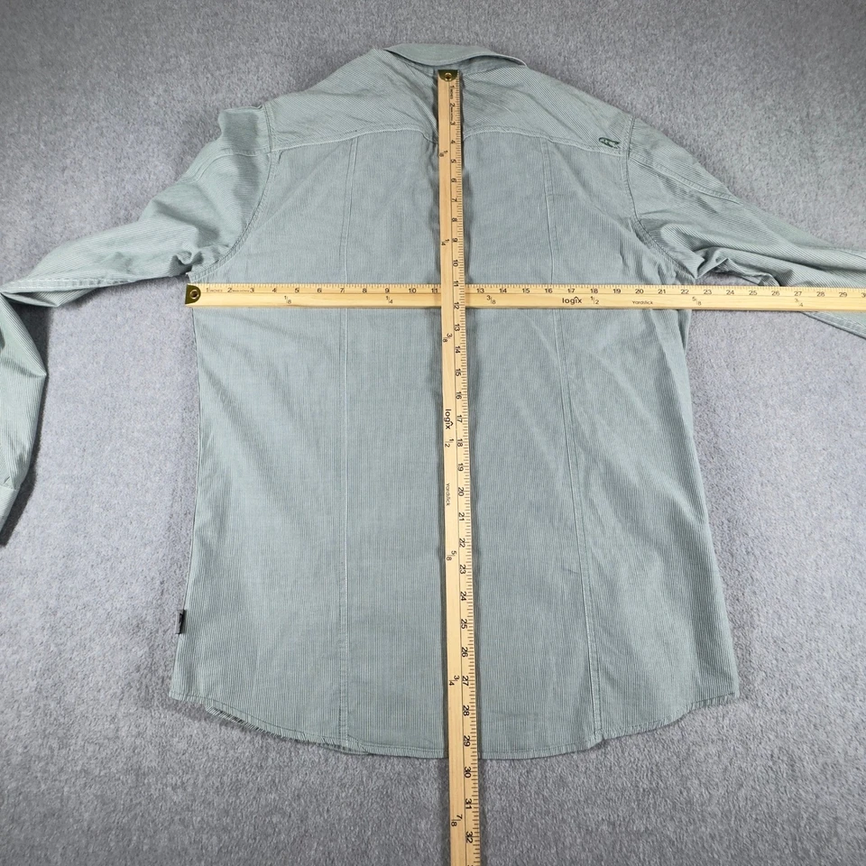 O'Neill Shirt Men's Large Green Stripe Long Sleeve Button Up Front Pocket - Image 3 of 4