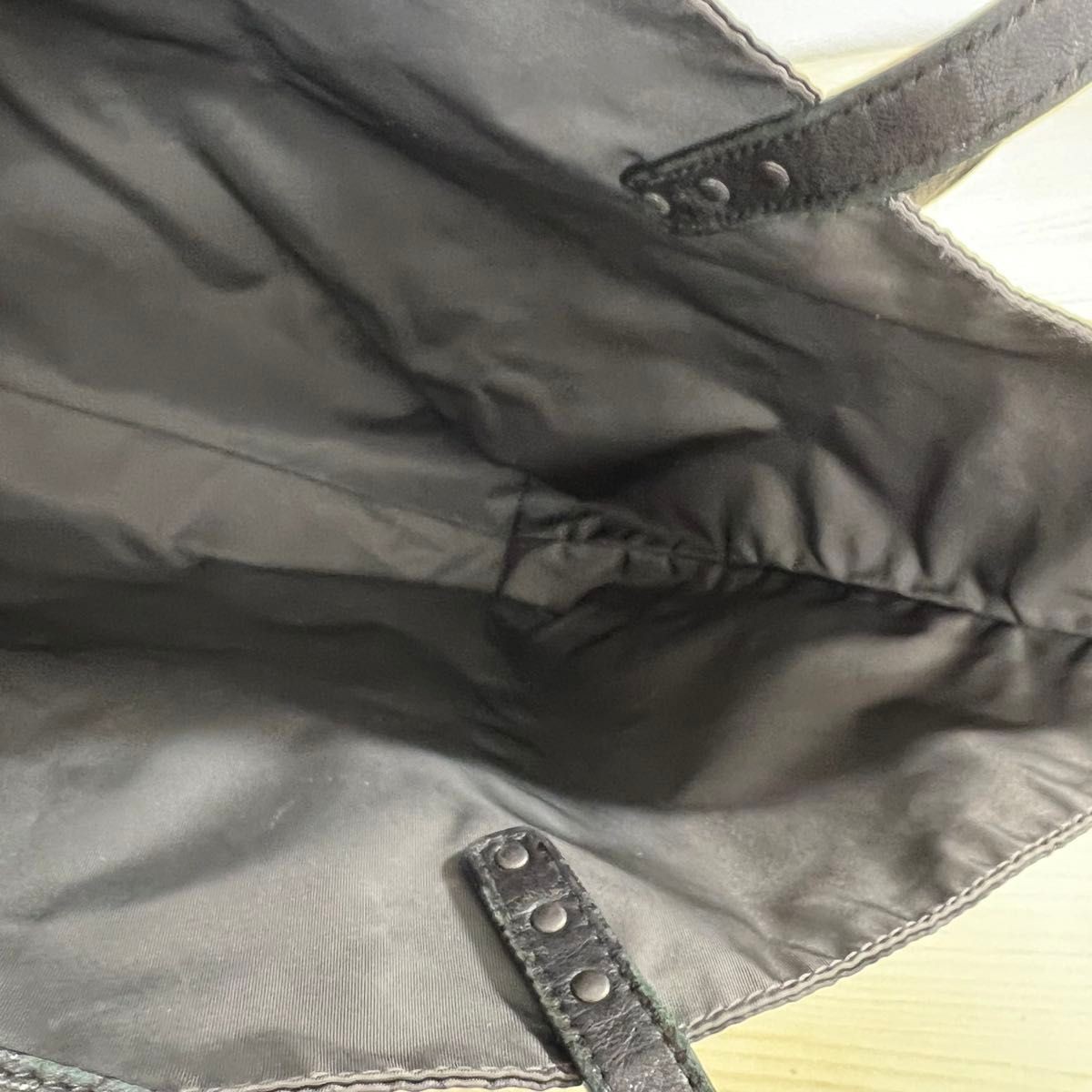 Rare BOTTEGA VENETA Intrecciato Nylon Leather Tote Bag Black 25×43×9cm Japan thumbnail 10