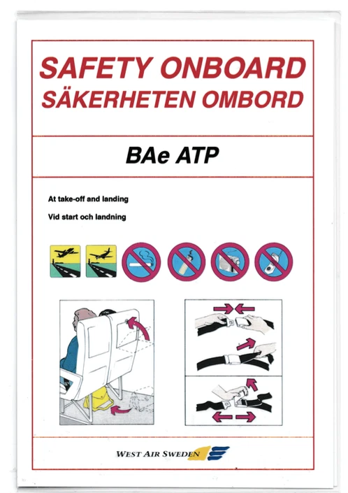 Safety card West Air Sweden BAe ATP - Photo 1/1