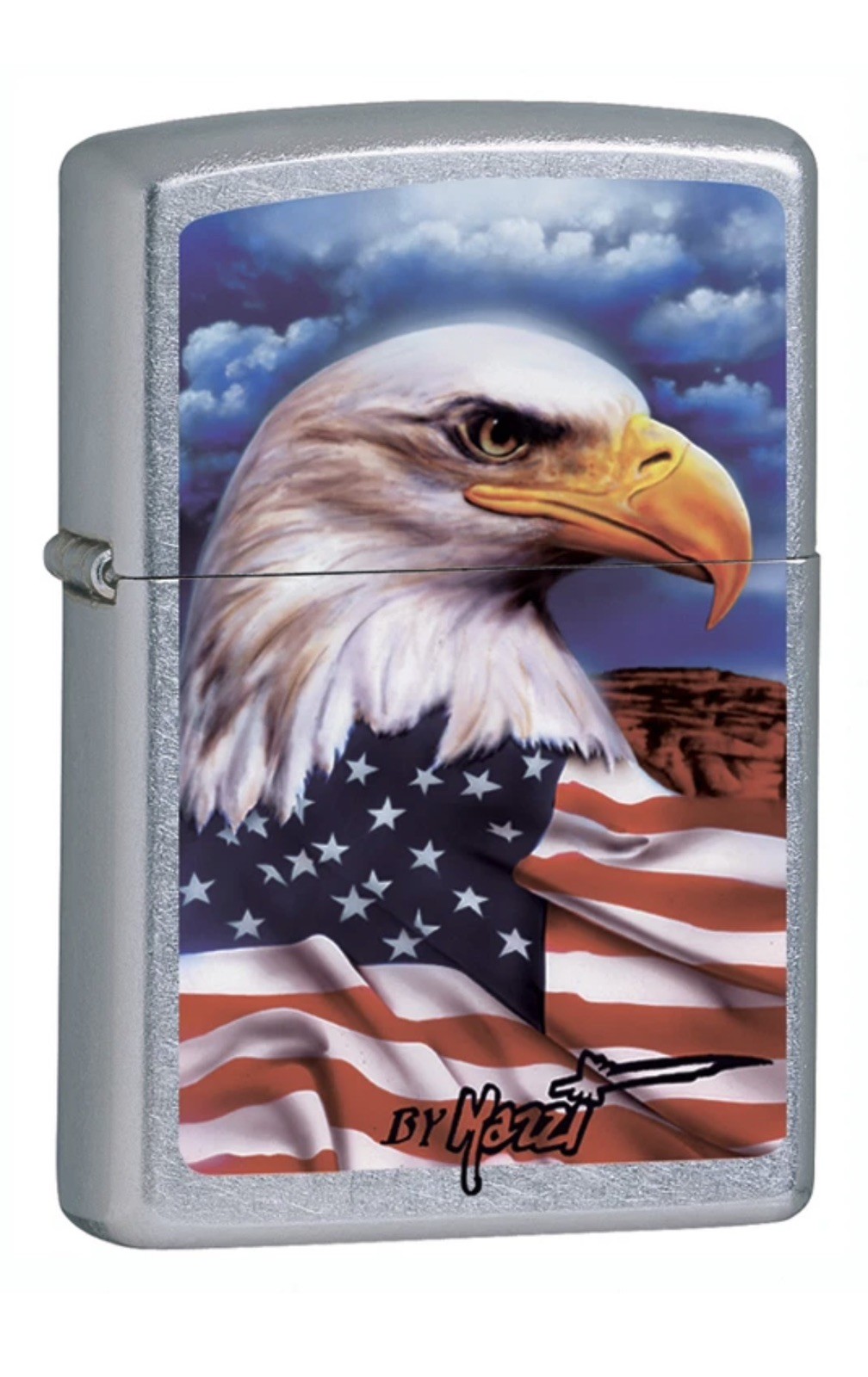 Zippo Windproof Mazzi Bald Eagle and American Flag Lighter, 