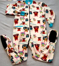 Lazy One I'M OWL YOURS! Womens XXS Footed 1 Piece Pajamas Button Close Trap Door