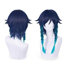 YSECRETYWIG Navy Blue Anime Cosplay Halloween Wig Blue Cosplay Wig  2 Hair