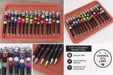 Handmade Beaded Plastic Ballpoint Pens Set, Cute Colorful Black Ink charecters