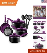 11-Piece Stylish Nonstick Pots and Pans Set - Dishwasher Safe & Induction Ready