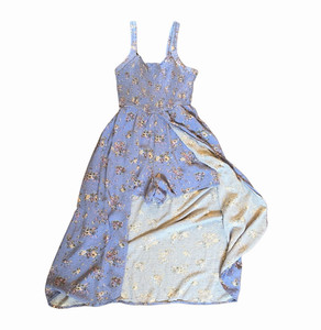 Art Class Girls Blue Floral Maxi Dress, Sleeveless Spaghetti Strap Square Neck L