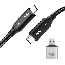 RULGOI USB-C 3.3FT Cable for Thunderbolt 4/3 - 40Gbps Data Transfer, Black