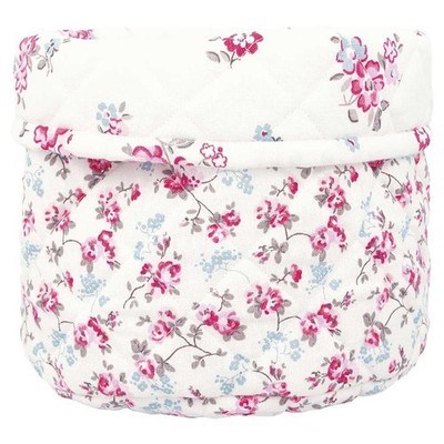Greengate Brotkorb ELSY Weiß mit Blumen Runder Korb Baumwolle 17x21 cm