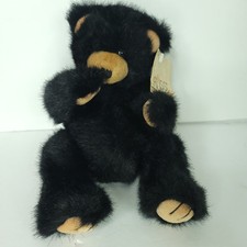 Russ Berrie Black Bear Blacky Plush 10  Caress Soft Pets With Tags