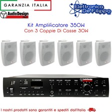 Kit Amplificatore 350W Con 3 Coppie Di Casse 30W