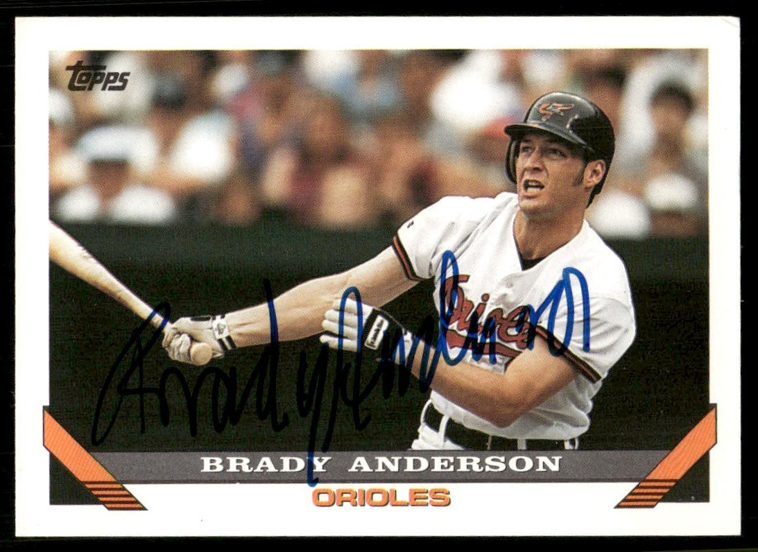 1993 Topps BRADY ANDERSON Signed Card autograph auto ORIOLES SIDEBURNS