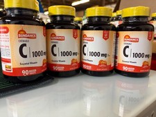 Lot of 4 Vitamin C 1000mg 90 Chewable Tablets  Orange Flavor EXP 06/2027