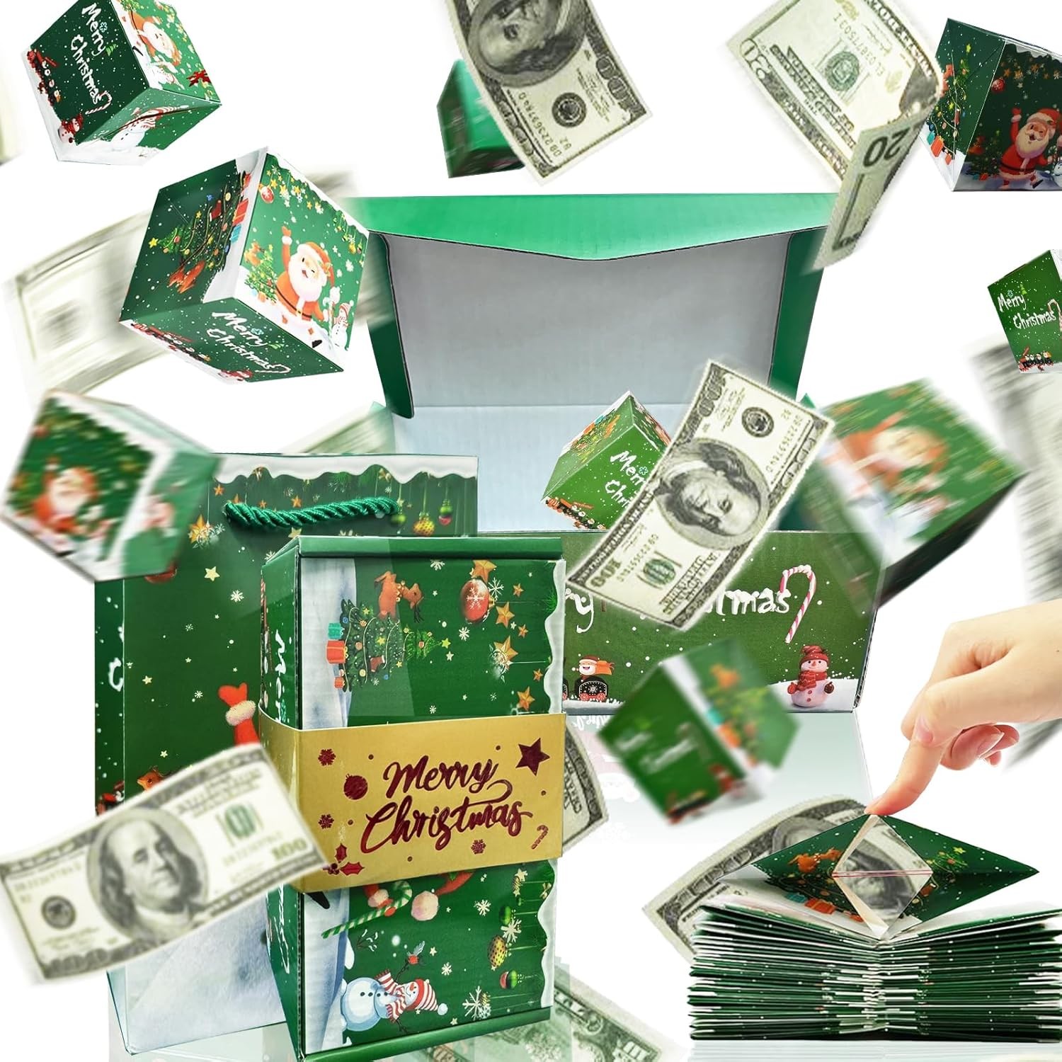 Christmas Surprise Explosion Gift Box, Funny Pop Up Cash from Money Case for Wo