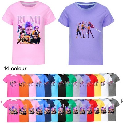 Kinder Mädchen Dämonenjäger T-Shirts KPop Kurzarm Sommer Baumwolle Casual Tops
