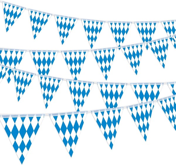 Wimpelgirlande Oktoberfest Blau-Weiß 10M 30 Flaggen 14X21Cm Party Dekoration-image