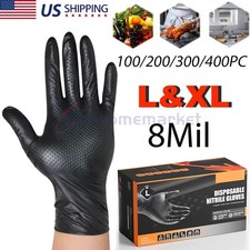 L XL First Glove Grip Nitrile Disposable Gloves 8 Mil Raised Diamond Texture US