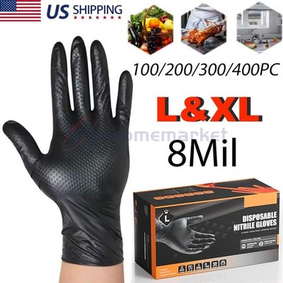 L&XL First Glove Grip Nitrile Disposable Gloves 8 Mil Raised Diamond Texture US