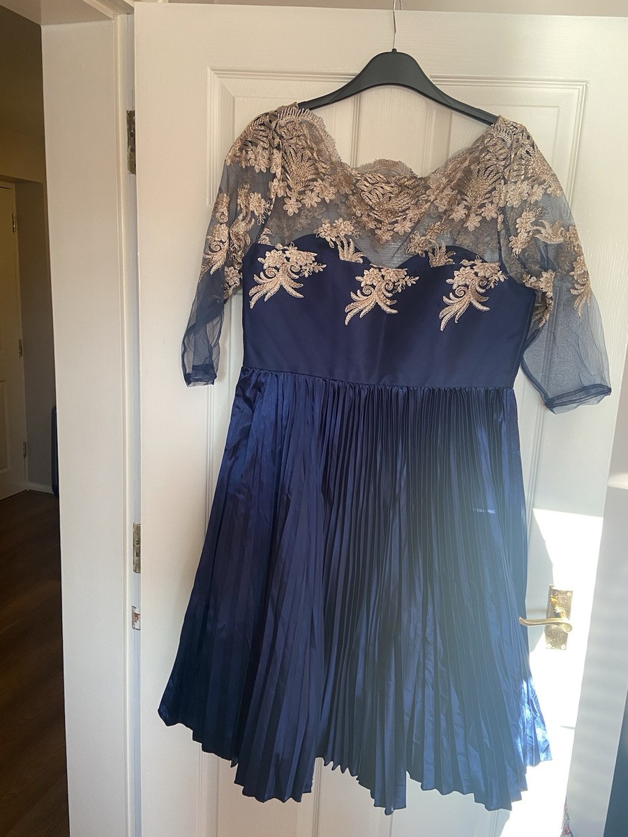 Chi Chi London Blue and gold Dress | eBay UK
