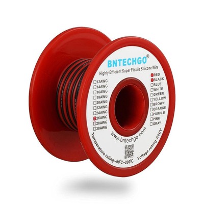 BNTECHGO 26 Gauge Silicone Wire Spool Red and Black Each 50Ft 2 Separate Wires F