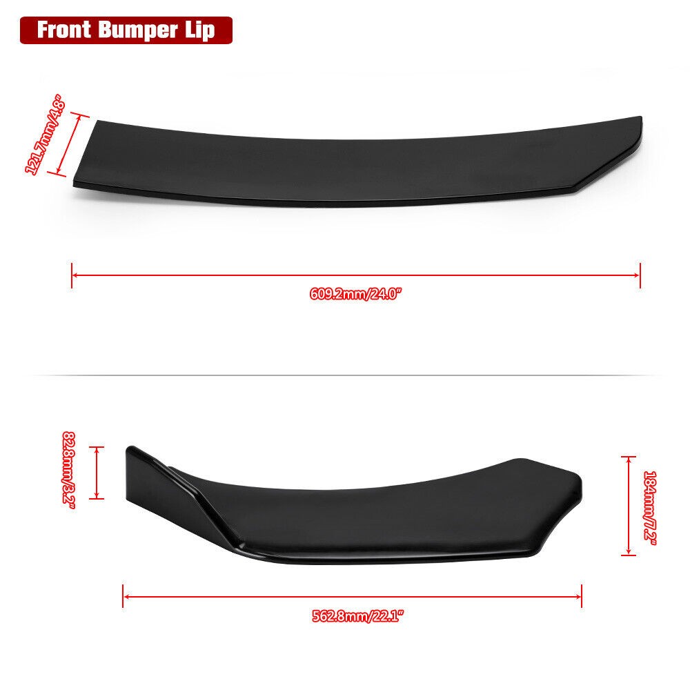 Front Bumper Lip Spoiler+ Rear Lip Glossy Black For Honda Civic 8th 9th Gen