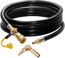 DOZYANT 12Ft RV Propane Quick Connect Hose with Elbow Conversion Fitting for Bla