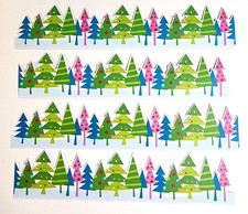 Christmas Trees Decorated Cardstock K Company Borders 4 pc 6" x 7/8"