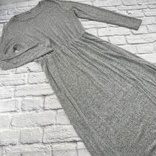 Old Navy Gray Marled Long Sleeve Elastic Waist Maxi Dress Large Side Slit Knit