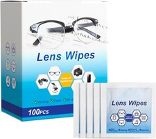 Lens Wipes, 100Pack Multi-Purpose Eyeglass Cleaning Wipes, Individually Wrapped