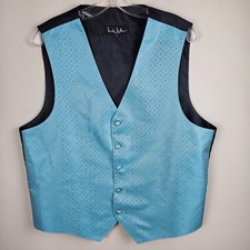 Tuxedo Vest Mens Large Turquoise Aqua Spectrum Fullback