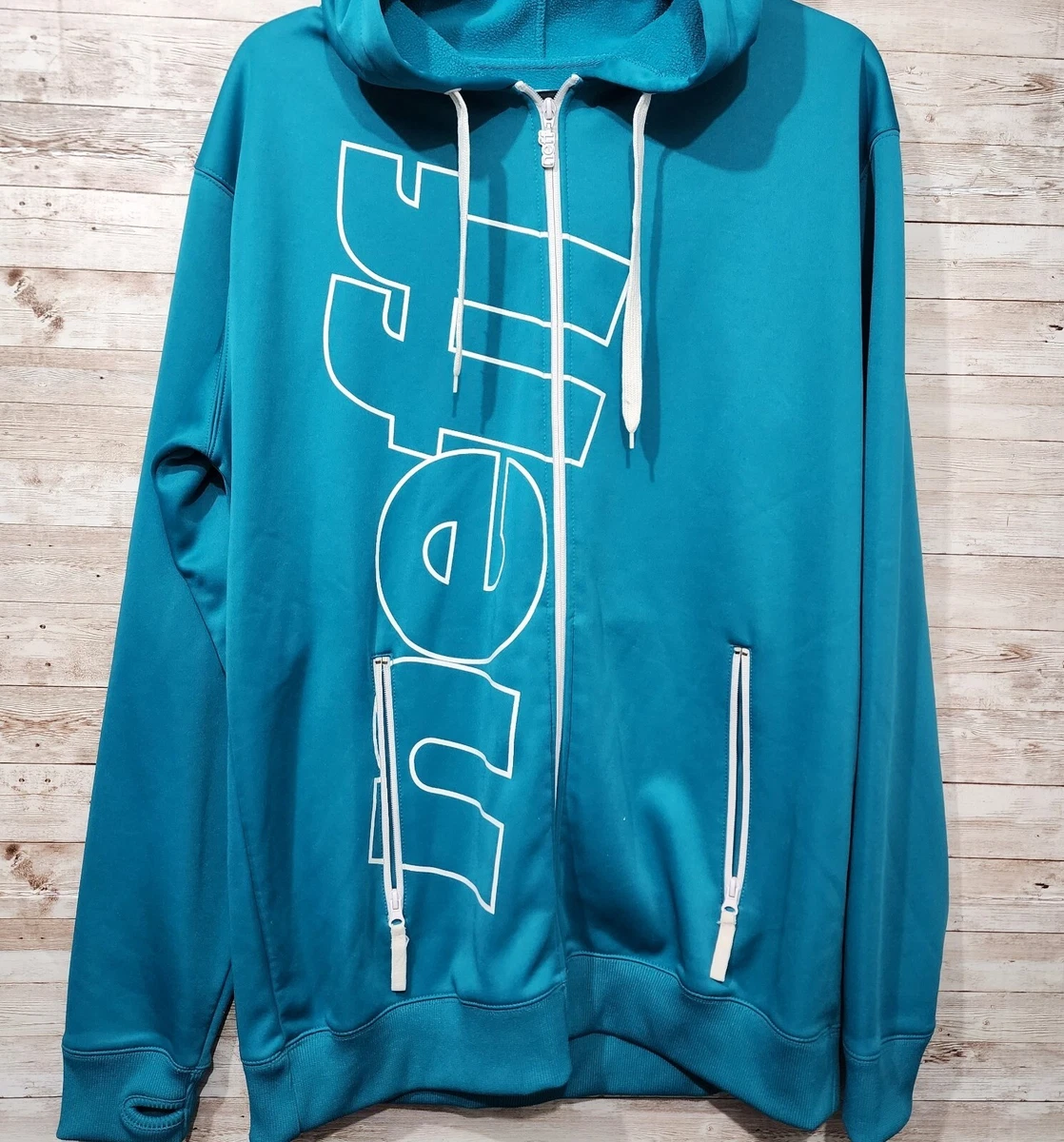 Neff Custom Threads Hoodie Sweatshirt Zip Up Teal XL XLarge | eBay