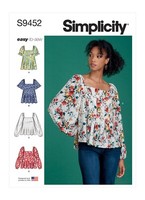 Simplicity 9452 Damenblusen Oberteile Schnittmuster GrößEn 6-14 & 16-24 Easy