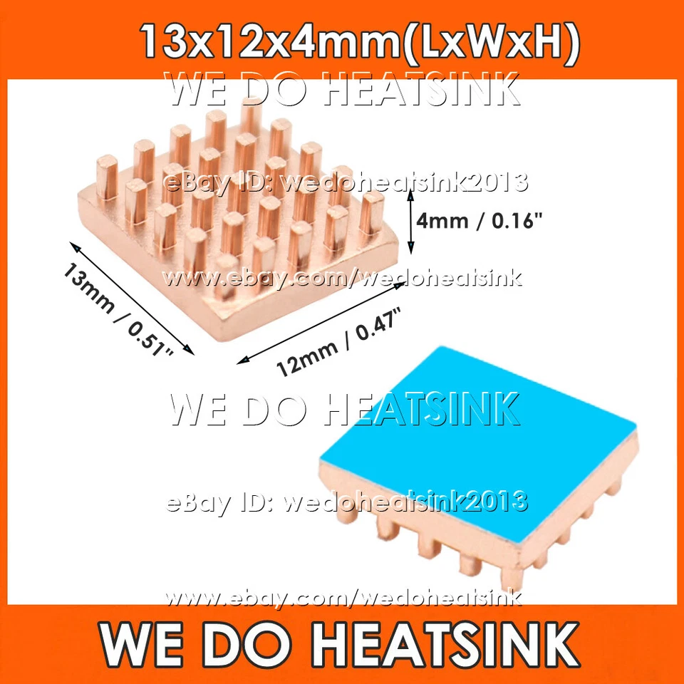 16pcs Copper Heatsink DIY Kit 100% Copper Radiator Cooler 10x10mm 15x15mm 20x20m - Image 4 of 4