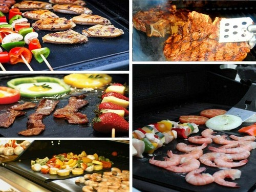 Set of 5 heavy-duty BBQ grill mats 100% non stick reusable and easy to clean - Picture 2 of 3